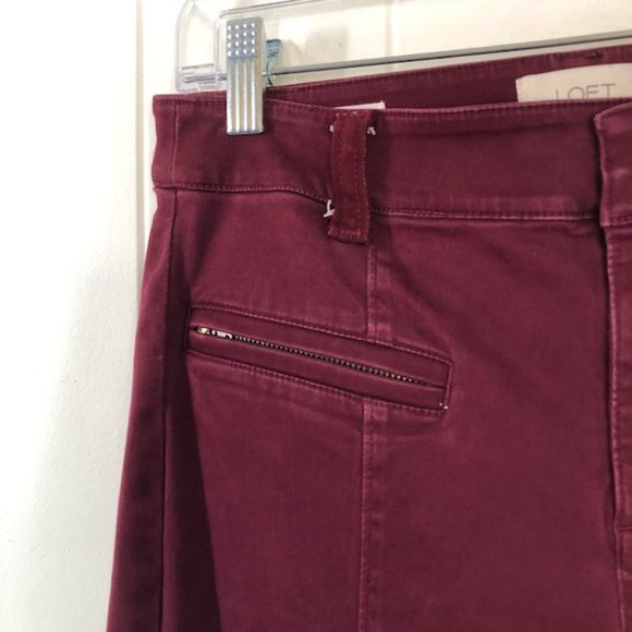 Loft Burgundy Skinny Ankle Pants with Zipper Pockets - Picture 5 of 11